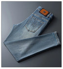 Men's jeans 2025 new spring and summer light luxury men's clothing high-end trendy brand printed versatile slim fit pants