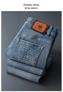 Men's jeans 2025 new spring and summer light luxury men's clothing high-end trendy brand printed versatile slim fit pants
