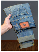 Men's jeans 2025 new spring and summer light luxury men's clothing high-end trendy brand printed versatile slim fit pants