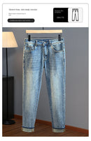 Men's jeans 2025 new spring and summer light luxury men's clothing high-end trendy brand printed versatile slim fit pants