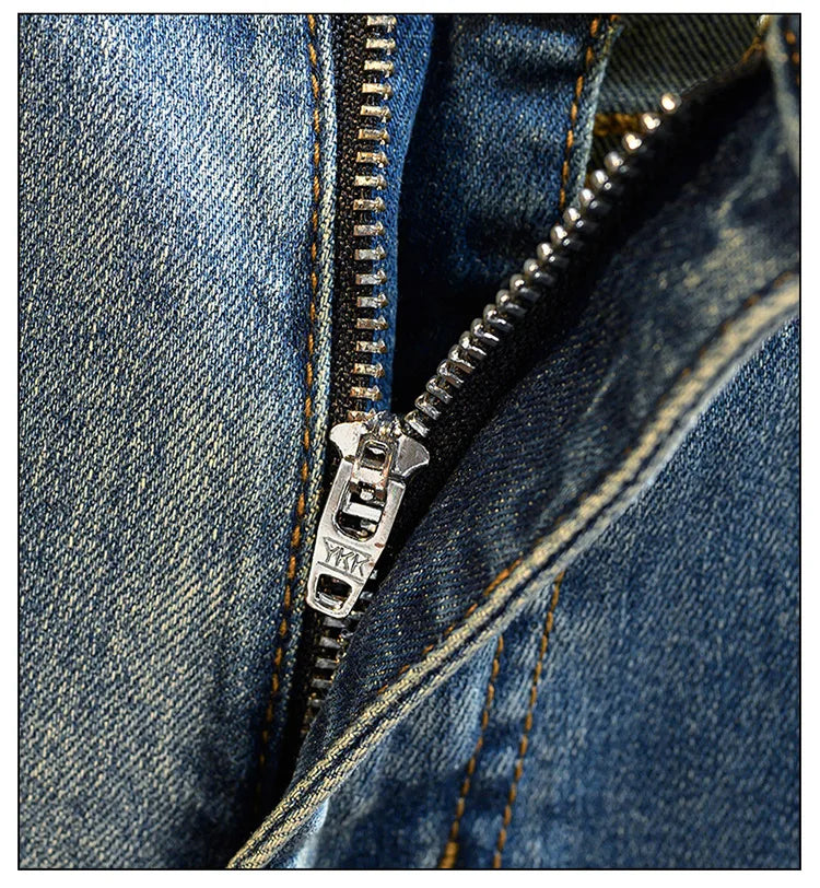 Men's jeans 2025 new spring and summer light luxury men's clothing high-end trendy brand printed versatile slim fit pants