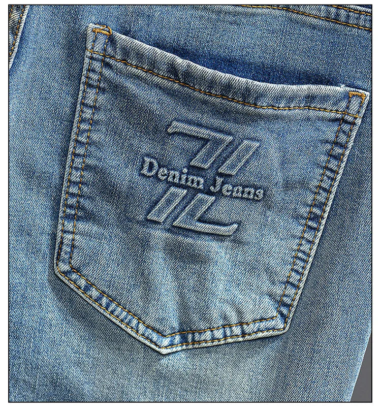 Men's jeans 2025 new spring and summer light luxury men's clothing high-end trendy brand printed versatile slim fit pants