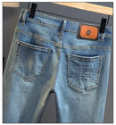 Men's jeans 2025 new spring and summer light luxury men's clothing high-end trendy brand printed versatile slim fit pants