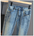 Men's jeans 2025 new spring and summer light luxury men's clothing high-end trendy brand printed versatile slim fit pants