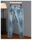 Men's jeans 2025 new spring and summer light luxury men's clothing high-end trendy brand printed versatile slim fit pants