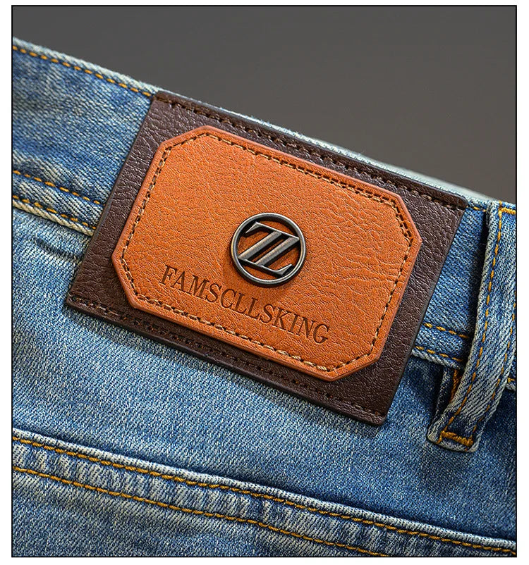 Men's jeans 2025 new spring and summer light luxury men's clothing high-end trendy brand printed versatile slim fit pants