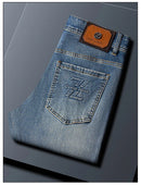 Men's jeans 2025 new spring and summer light luxury men's clothing high-end trendy brand printed versatile slim fit pants